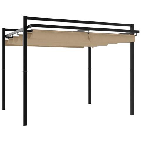 Gazebo Da Giardino Con Tetto Retrattile Tortora 3x3 M Alluminio - Foto 1
