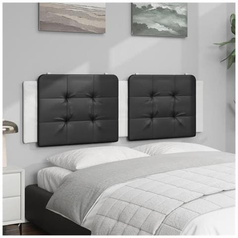 Cuscino Testiera Nero E Bianco 160 Cm In Similpelle - Foto 3