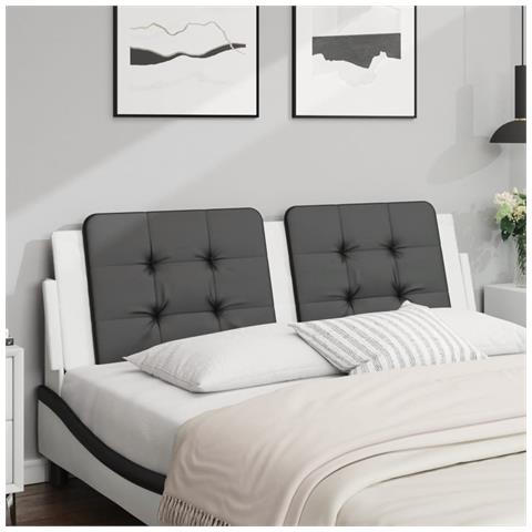 Cuscino Testiera Nero E Bianco 160 Cm In Similpelle - Foto 1