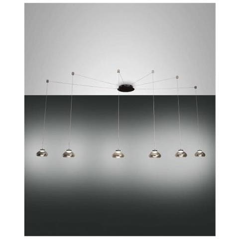 Lampadario A Sospensione Arabella A Led In Metallo E Vetro Soffiato Fumè 3547-46-126 - Foto 2