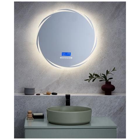 Specchio Da Bagno Con Luce Led Tanay 60 Cm 60 Cm Con Altoparlante Bluetooth Integrato Argento - Foto 1