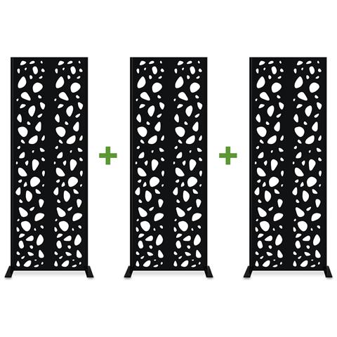 Set Di 3 Pannelli Decorativi Sunny Black H.160cm Motivi Sui Lati - Foto 1