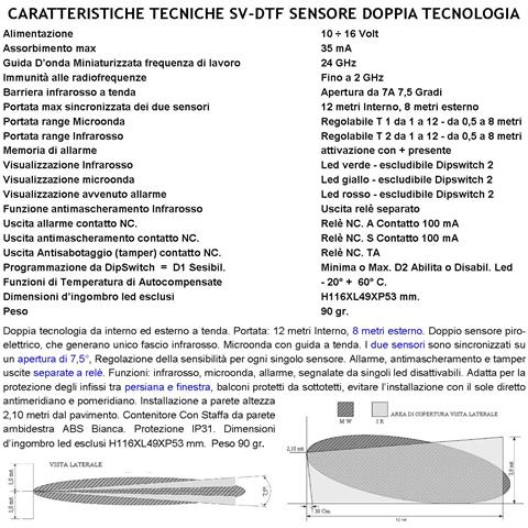 Doppia Tecnologia Tenda Dual Pir E Micronda Sensori Di Movimento 2 Pezzi Portata 8/12 Mt Vano Finestra Esterno Interno - Foto 2