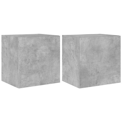 Mobili TV a Parete con Luci LED 2pz Grigio Cemento 40,5x35x40cm - Foto 1