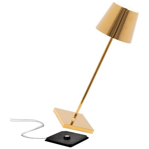 Lampada A Led Da Tavolo Poldina Pro Oro Lucido Ricaricabile E Dimmerabile Con Batteria Fino A 12 Ore - Foto 1