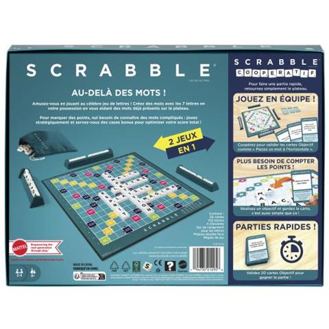 Mattel Games - Classico Scrabble 2 In 1 Con Tabellone Reversibile - Gioco Da Tavolo - Da 8 Anni In Su - Foto 2