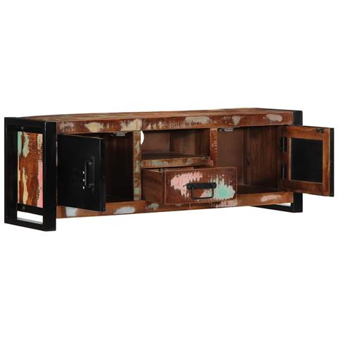Mobile Porta Tv 100x30x35 Cm In Legno Massello Di Recupero - Foto 2
