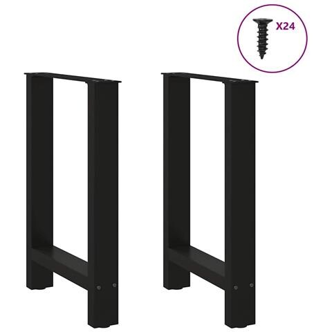 Gambe Per Tavolino Nero 2 Pz 50x(72-73) Cm Acciaio - Foto 3