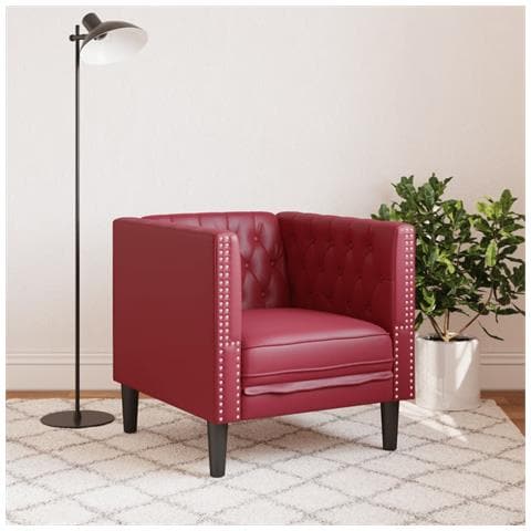 Poltrona Chesterfield Rosso Vino In Similpelle - Foto 3