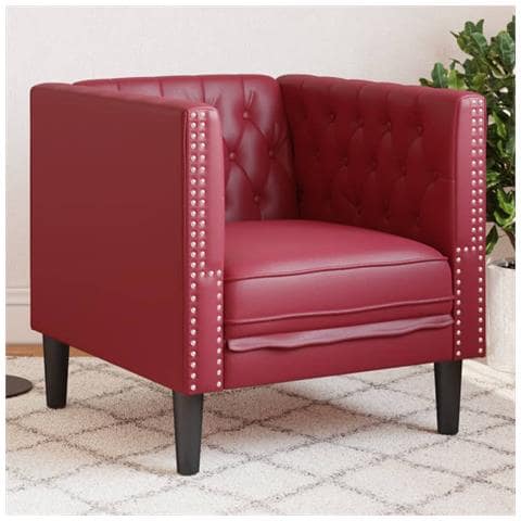 Poltrona Chesterfield Rosso Vino In Similpelle - Foto 1