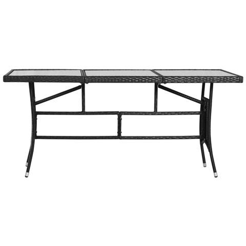 Tavolo Da Giardino Nero 170x80x74 Cm In Polyrattan - Foto 2