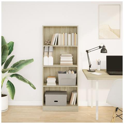 Libreria Rovere Sonoma 60x24x143 Cm In Legno Multistrato - Foto 3