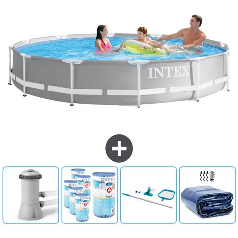 Piscina Fuori Terra - In Giro - 366x366x76 Cm - Grigio - Include Accessori Coordinati Cb93 - Foto 1