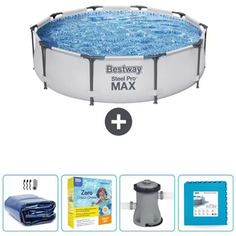 Piscina Fuori Terra - In Giro - 305x76 Cm - Grigio - Include Accessori Coordinati Cb7 - Foto 1