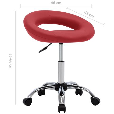 Sedia Da Lavoro Con Ruote Rossa In Similpelle - Foto 7