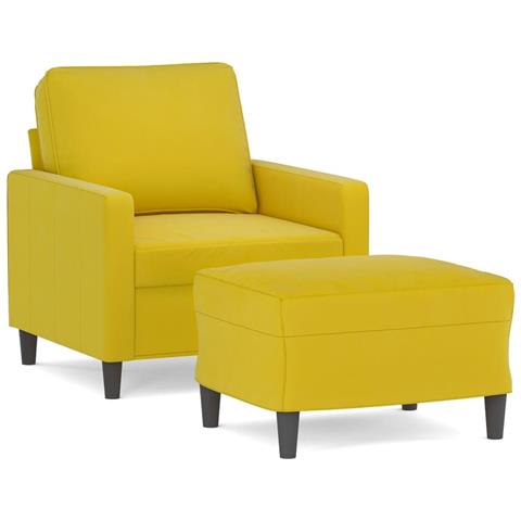 Poltrona Con Poggiapiedi Giallo 60 Cm In Velluto - Foto 1