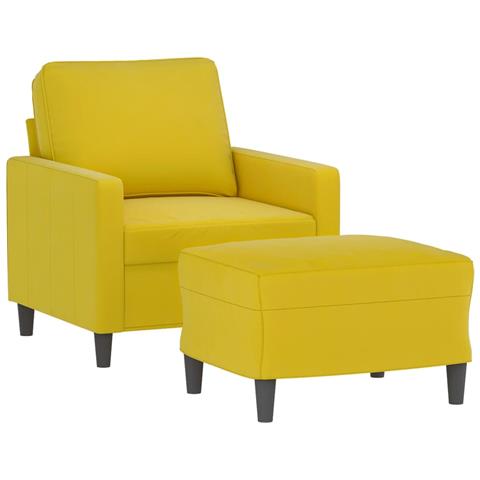 Poltrona Con Poggiapiedi Giallo 60 Cm In Velluto - Foto 2