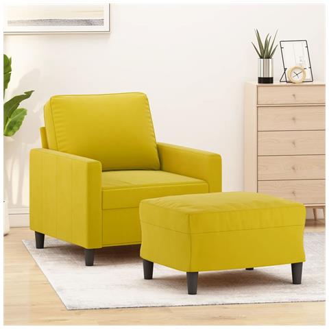 Poltrona Con Poggiapiedi Giallo 60 Cm In Velluto - Foto 7