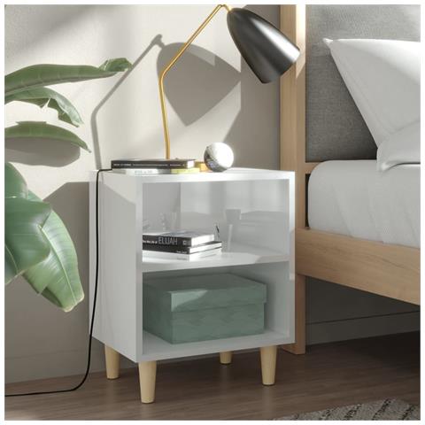 Lusso Casadino -  Comodini Gambe In Legno Massello 2pz Bianco Lucido 40x30x50 Cm - Foto 7