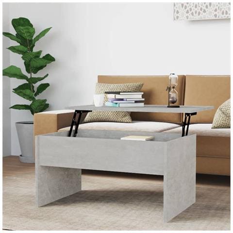 Lusso Casadino -  Tavolino Grigio Cemento 80x50,5x41,5 Cm In Legno Multistrato - Foto 8