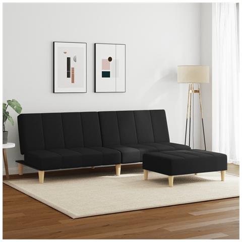 Lusso Casadino - Divano Letto A 2 Posti Con Poggiapiedi Nero In Tessuto - Foto 2