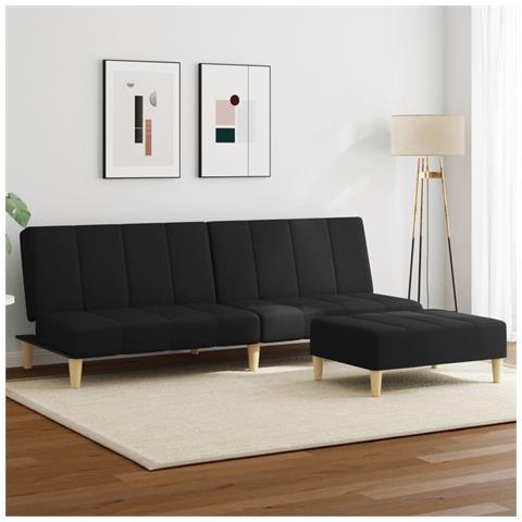 Lusso Casadino - Divano Letto A 2 Posti Con Poggiapiedi Nero In Tessuto - Foto 8