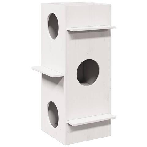 Cuccia per Gatti Bianca 43x43x90 cm in Legno Massello di Pino - Foto 1