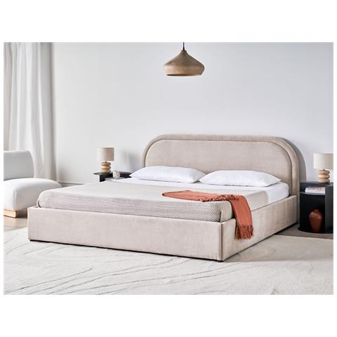Letto Contenitore Ciniglia Quillien 180 X 200 Cm Beige - Foto 1