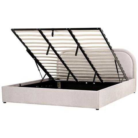 Letto Contenitore Ciniglia Quillien 180 X 200 Cm Beige - Foto 2