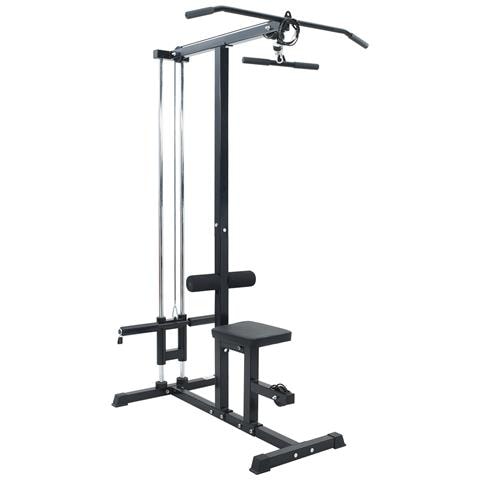 Macchina per Lat Pulldown con Sedia Regolabile 80 kg Caricabile in Acciaio - Foto 1