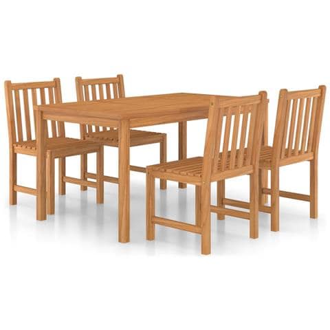 Set da Pranzo per Esterni 5 pz in Legno Massello di Teak - Foto 1