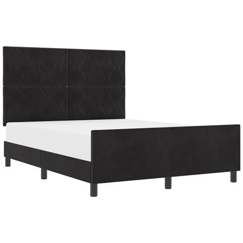 Struttura letto Nera 140x200 cm in Velluto - Foto 1