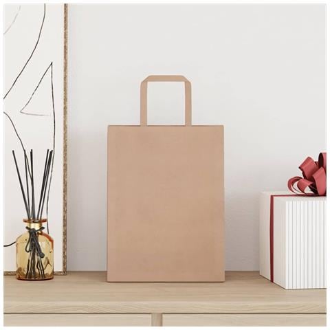Sacchetti di Carta 50 pz con Manici Marrone 21x11x28 cm - Foto 2