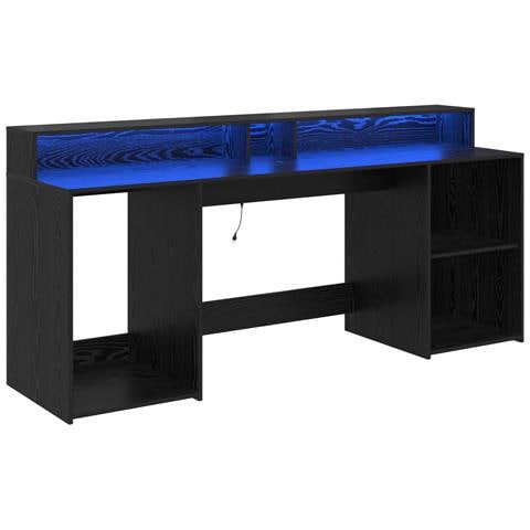 Scrivania Rovere Nero 200x55x91 cm Legno ingegnerizzato - Foto 1