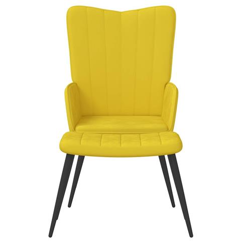 Poltrona Relax Con Sgabello Giallo Senape In Velluto - Foto 2