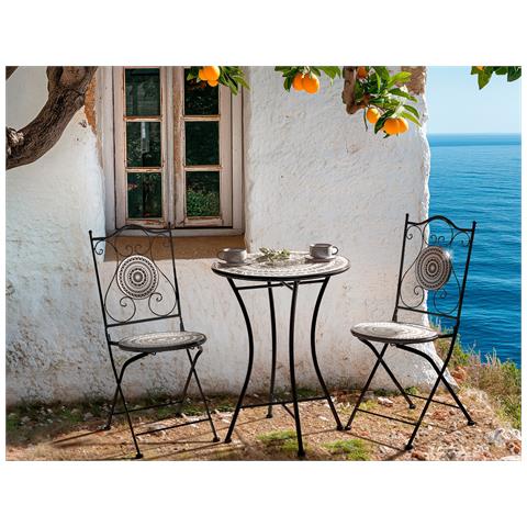 Set Bistrot Pieghevole Comiso Metallo Nero/bianco - Foto 1