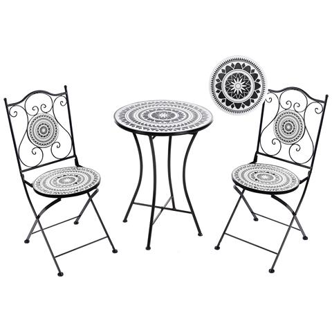 Set Bistrot Pieghevole Comiso Metallo Nero/bianco - Foto 2
