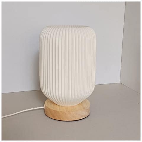 Lampada Da Tavolo Dimmerabile Usb Stampata In 3d Con Base In Legno - Moderna Luce Notturna Da Comodino - Foto 2