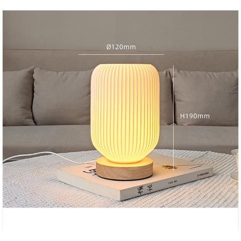 Lampada Da Tavolo Dimmerabile Usb Stampata In 3d Con Base In Legno - Moderna Luce Notturna Da Comodino - Foto 3