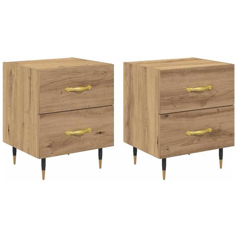 Armadio da Notte 2 pcs rovere artigianale 40 x 35 x 47,5 cm - Foto 1