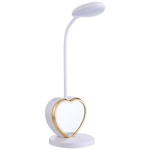 Lampada Da Scrivania Usb A Forma Di Cuore Con Porta Penne, Luminosità Regolabile E Specchio Magnetico - Foto 1