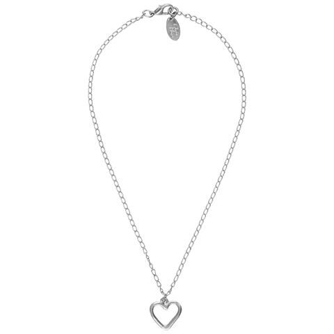 Catena Girocollo A Forma Di Cuore, Placcata Argento - Foto 1