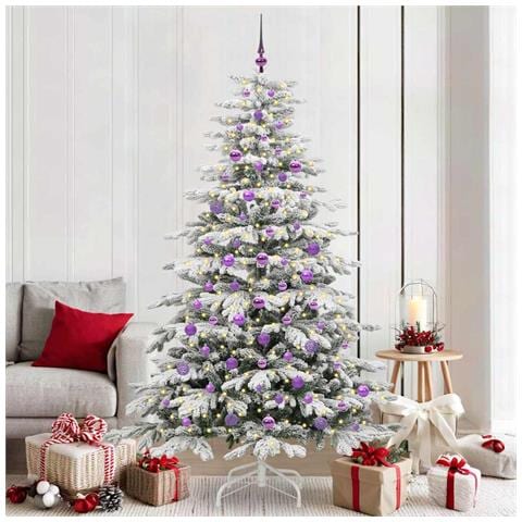 Albero di Natale Artificiale con Rami Pieghevoli Bianco 210 cm - Foto 2