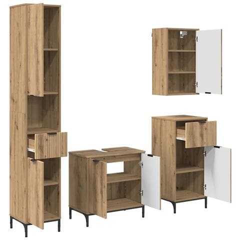 Set di mobili per il bagno con cassetto Rovere artigianale - Foto 1