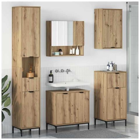 Set di mobili per il bagno con cassetto Rovere artigianale - Foto 2