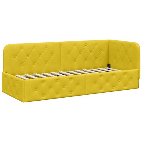 Cornice del letto ad angolo Giallo 80 x 200 cm Velluto - Foto 1