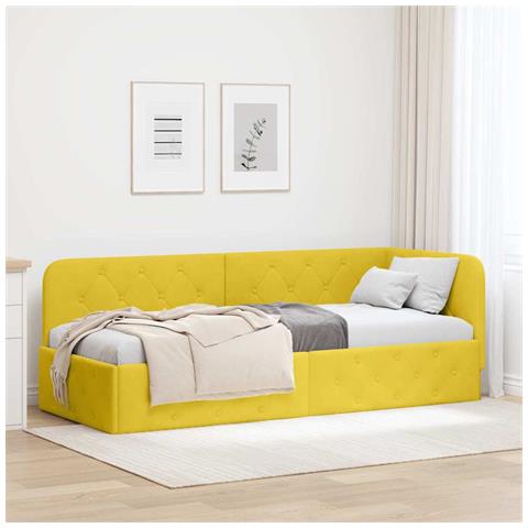 Cornice del letto ad angolo Giallo 80 x 200 cm Velluto - Foto 2