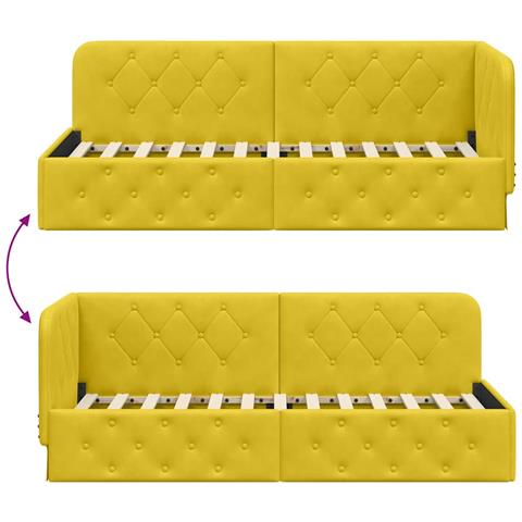 Cornice del letto ad angolo Giallo 80 x 200 cm Velluto - Foto 9