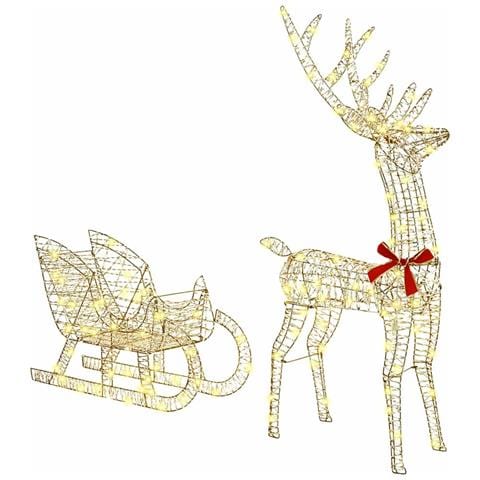 Slitta trainata da renna Bianco caldo 70 x 26 x 128.5 cm PET - Foto 1