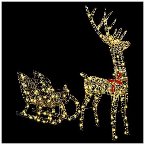 Slitta trainata da renna Bianco caldo 70 x 26 x 128.5 cm PET - Foto 2